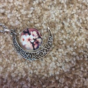 Cherry blossom moon necklace and earrings